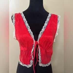 VRG GRL Red Lace Trimmed Top
